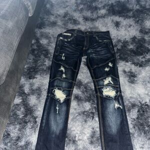 Men's Distressed Blue Jeans